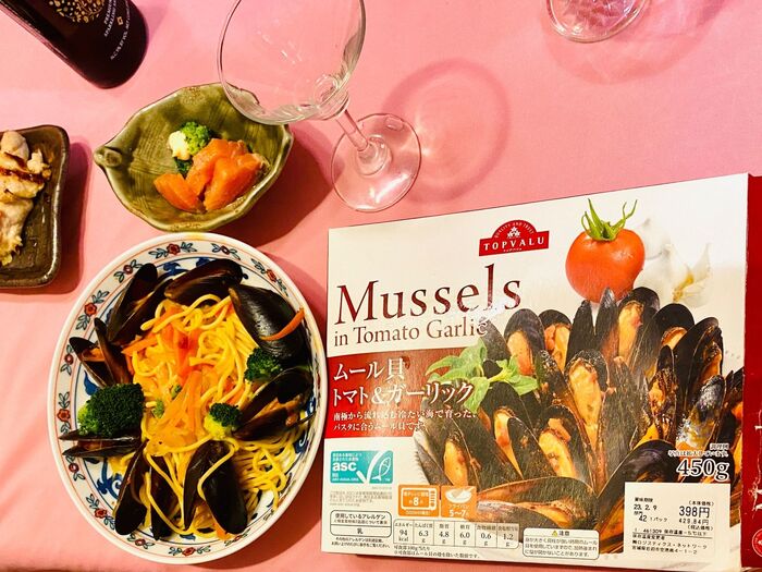 本格的ムール貝トマトパスタが楽しめるよ!まるでイタリアンレストランの味♪