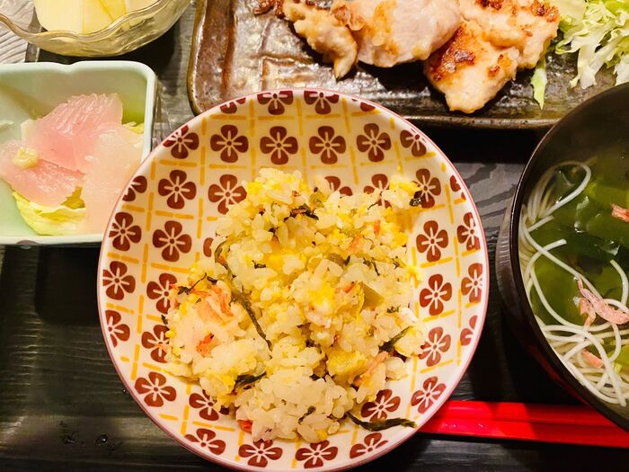 超簡単!からし高菜、桜エビ、炒り卵で美味しい混ぜご飯♪