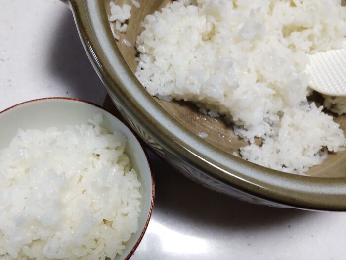 完成です~!わぁ~、しっかり炊けていますよっ。感激です