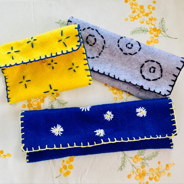 フェルト刺繍で小物入れ!