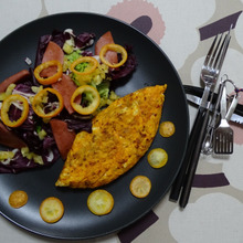 夜サラダ 金柑サラダを麻辣オムレツで頂く作戦