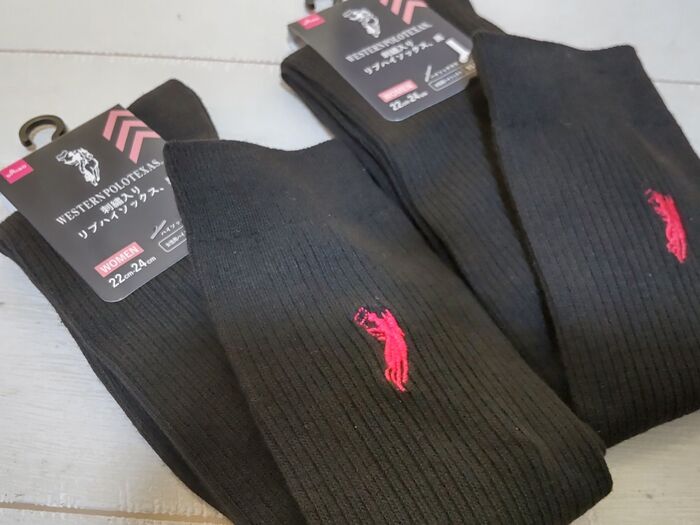 先日購入した、ダイソーの吸湿発熱機能付ハイソックスです