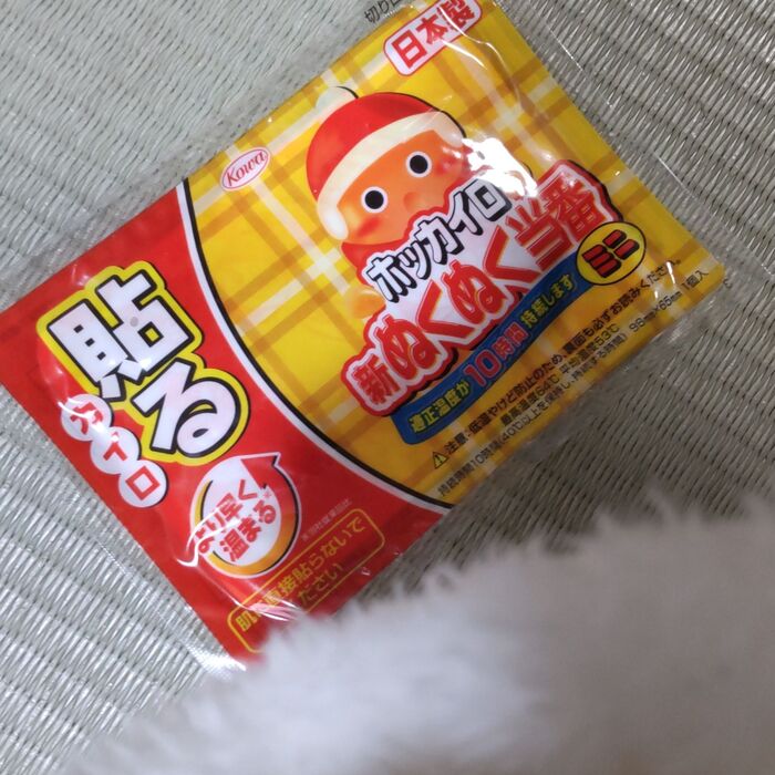 カイロをカバー靴下に貼り付けてみました!