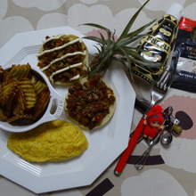 お家lunch トリュフ香るオムレツとツナ蓮根のキーマ風openサンド