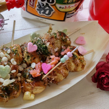 【バレンタイン】だんご3兄弟風♡ハートも可愛い、串刺したこ焼き♪