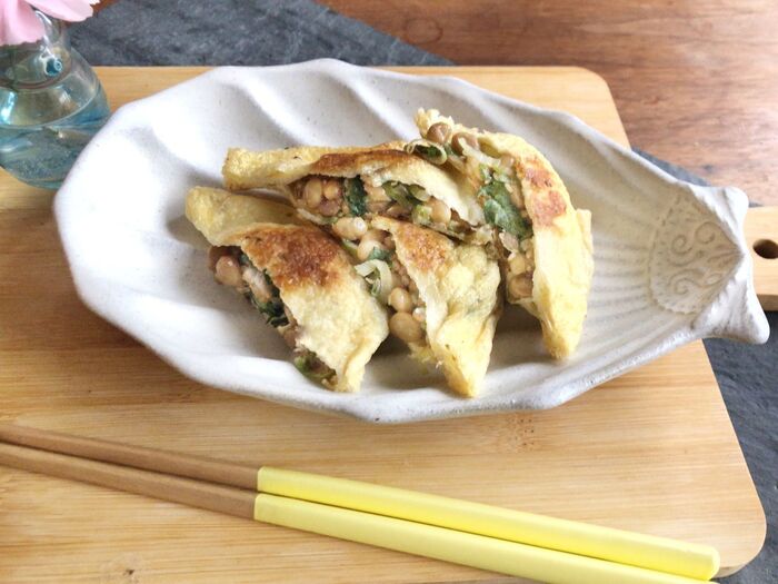 【油揚げレシピ】納豆の油揚げ焼き