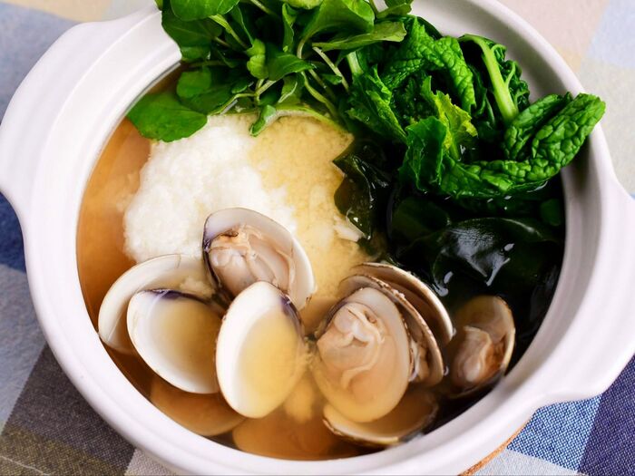 【はまぐりの鍋】便利な野菜だし使用!