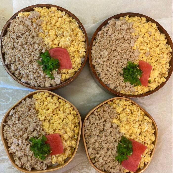 二段重ねのお花見二色弁当♪