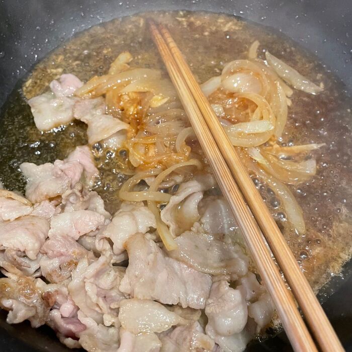 豚肉と玉ねぎのタレ炒め④