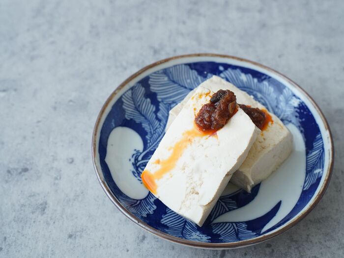 当日準備:木綿豆腐の食べるラー油がけ