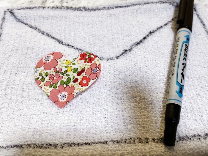 雑巾をラブレター形にします