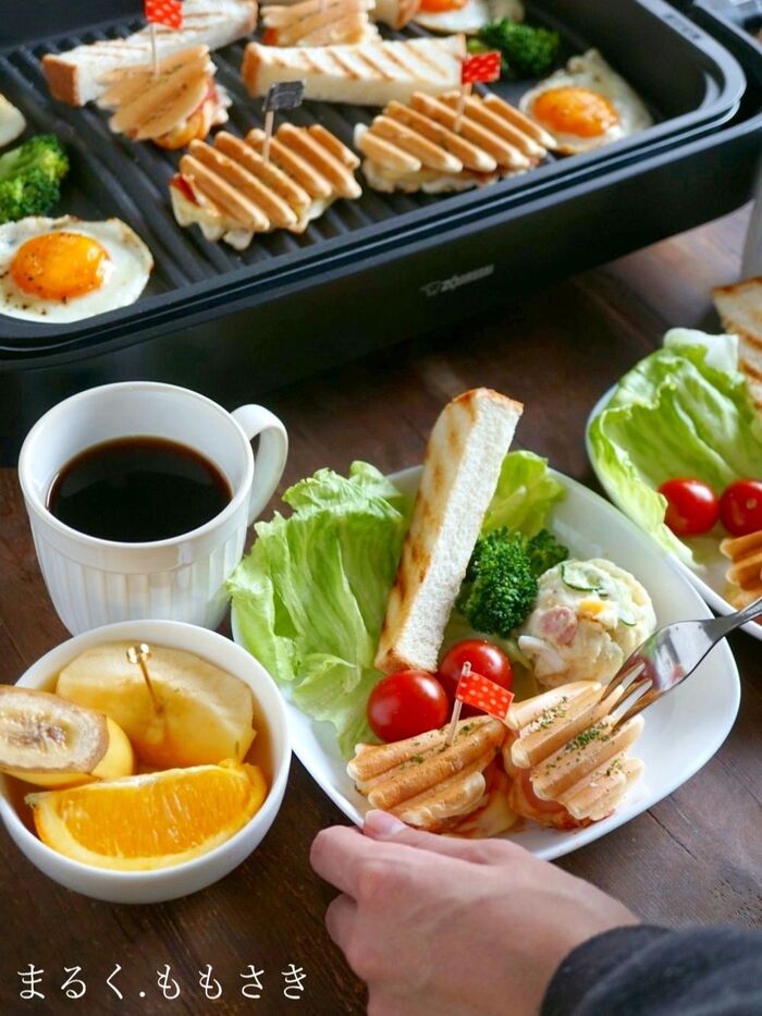 家族にもホットプレートモーニングは大好評!