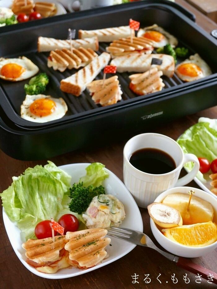 象印のホットプレートはいろんな料理が楽しめて大活躍!焼肉プレートを使って簡単パニーニでモーニング♪