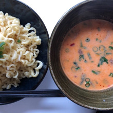 【濃厚・芳醇】牛乳とバターでアレンジ旨辛!つけ麺「辛ラーメンはつけ麺でも美味かった♪」