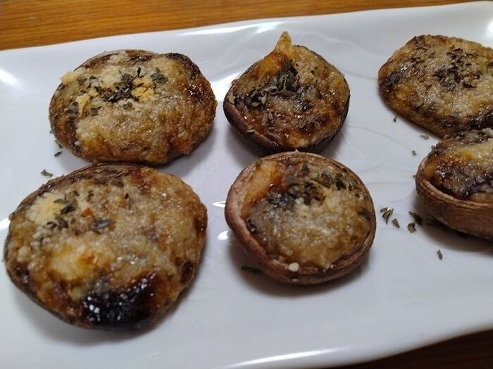 【ごはんですよ】と長芋でシイタケの詰めもの