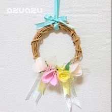 100均 紙ヒモで作る『春色ミニリース』接着剤なし!かんたん工作