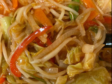 野菜たっぷり甘酢あんを乗せた鶏の卵揚げ♪