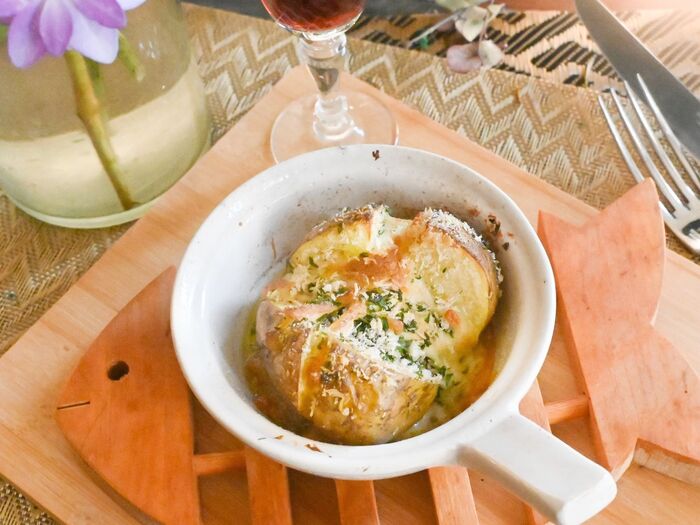 じゃがいものパン粉青のりチーズ焼き