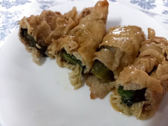 【大葉大好き】豚肉で巻き巻き♪大葉×なすび&オクラ&エノキ♪美味しくて最高♪