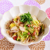 【梅干し蒸しキャベツ】便利な野菜だし使用!