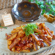 病みつき食感♪長芋とベーコンの焦がしバター醤油炒め