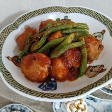 肉団子とインゲン豆の甘酢あんかけ