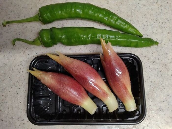 ミョウガと万願寺トウガラシ