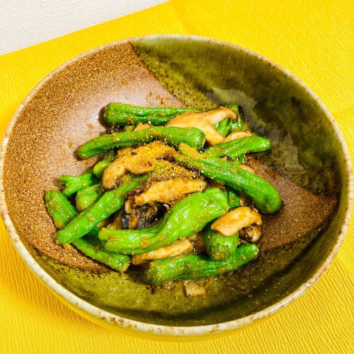 旨辛!ししとうとしいたけのゴマ味噌炒め