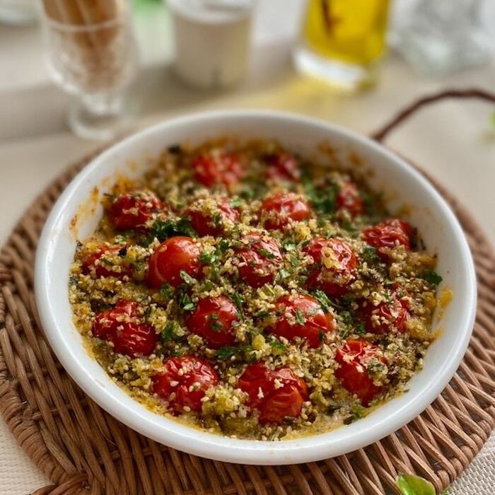 ごまがポイント!簡単おいしいプチトマトのオーブン焼き