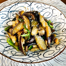 茄子の鉄板料理!麻婆茄子。ご飯が進むよ(^o^)
