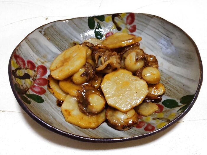 お醤油とバターだけ!フライパン1つ!ベビーホタテと長芋の焼きバター醤油炒め