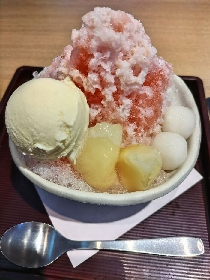 白桃フラッペ+練乳+アイス