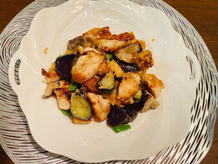 茄子&唐揚げ厚揚げの塩レモン