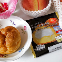 もぐナビで大人気シュークリーム!をちょい足しで、桃シュークリームにして食べてみたー!