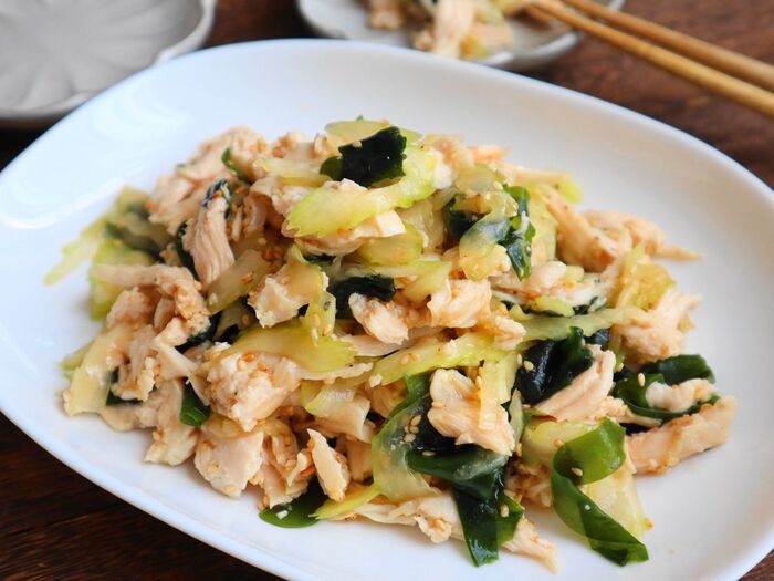 セロリとサラダチキンの中華和え