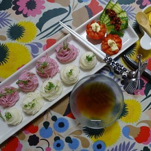 お家lunch 『梅い so men 紅白演技が良いわ、雲丹豆腐を添えて・・・』