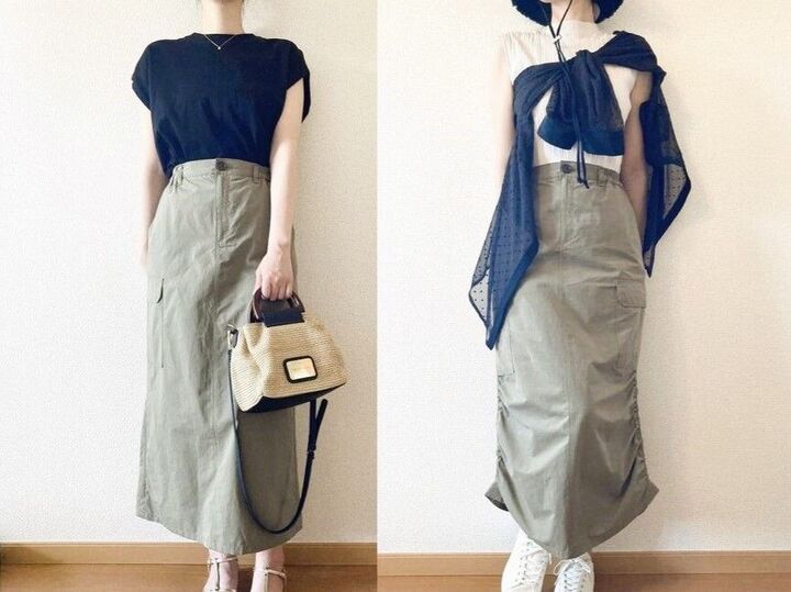 【GU】「細見え効果バツグン」「腰張りさんの救世主♡」話題の〈カーゴロングスカート〉履いてみた!