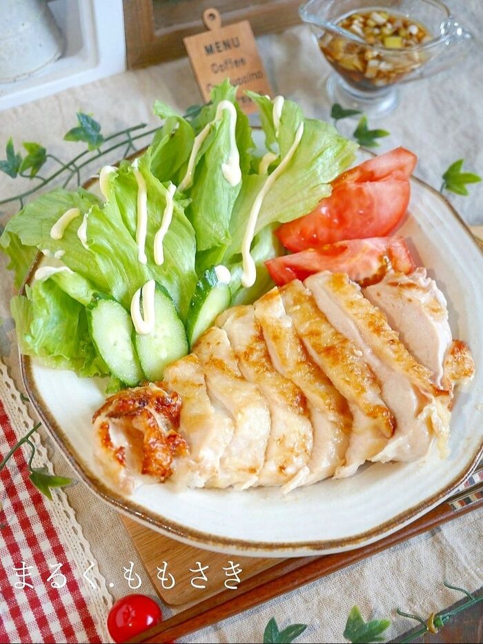 簡単♪油淋鶏のタレで食べる~しっとりむね肉のチキンステーキ
