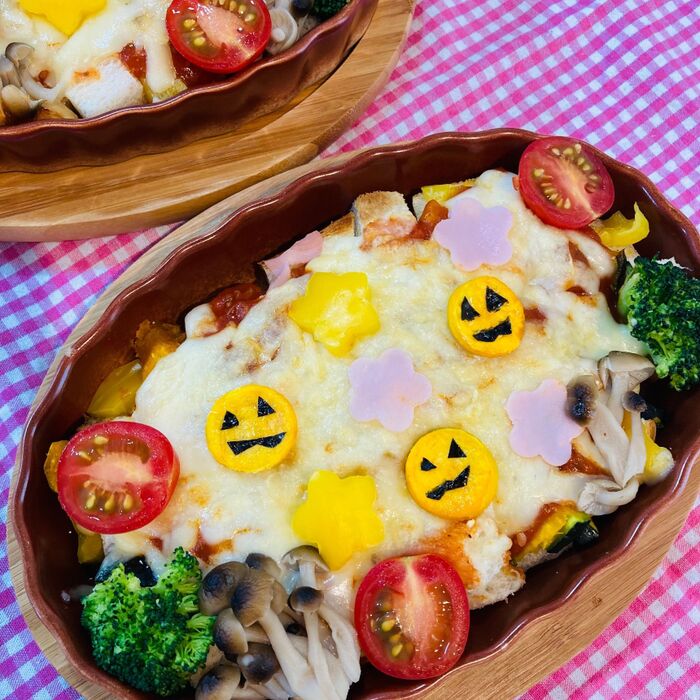 ハロウィンに!かぼちゃとミートソースのパングラタン ♪