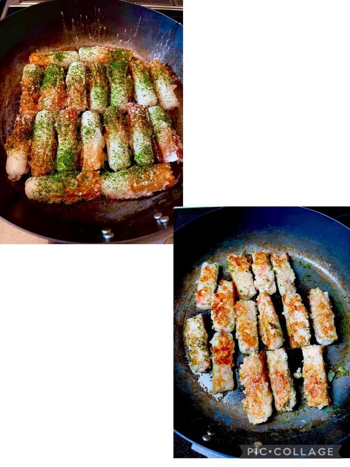 【青のり】をたっぷりかけて焼く