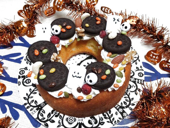 【オレオとハロウィン】やっぱり、簡単に作れて美味しいが最高!♡オレオ×木の実のお茶目なオバケケーキ♪