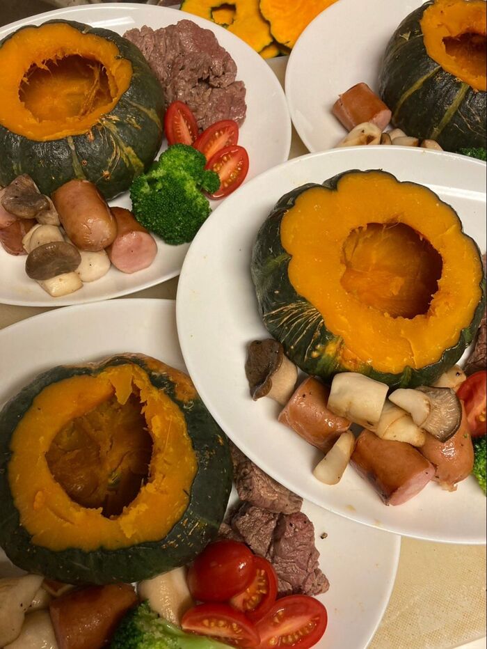 4人分の盛り付け準備完了~♪