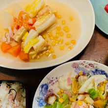 厚揚げと白菜の重ね煮・味付けは麺つゆで!