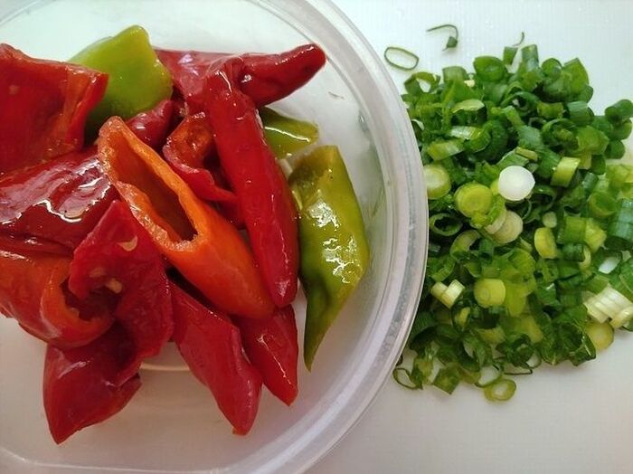 万願寺とうがらしと青ネギ