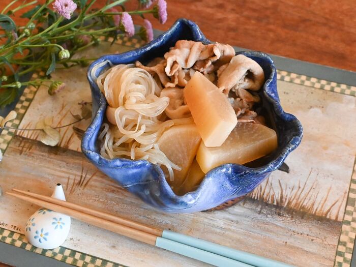【大根】我が家流♪しらたき入り豚バラ大根