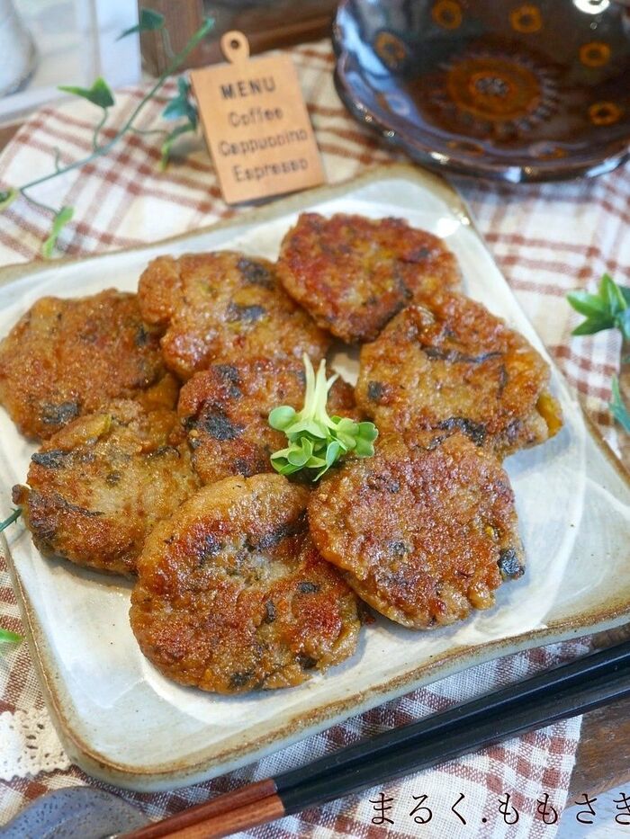高菜漬けと豚ひき肉入り~モチモチれんこん餅