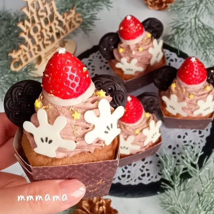 ミッキーのカップケーキ♡クリスマスディズニースイーツ