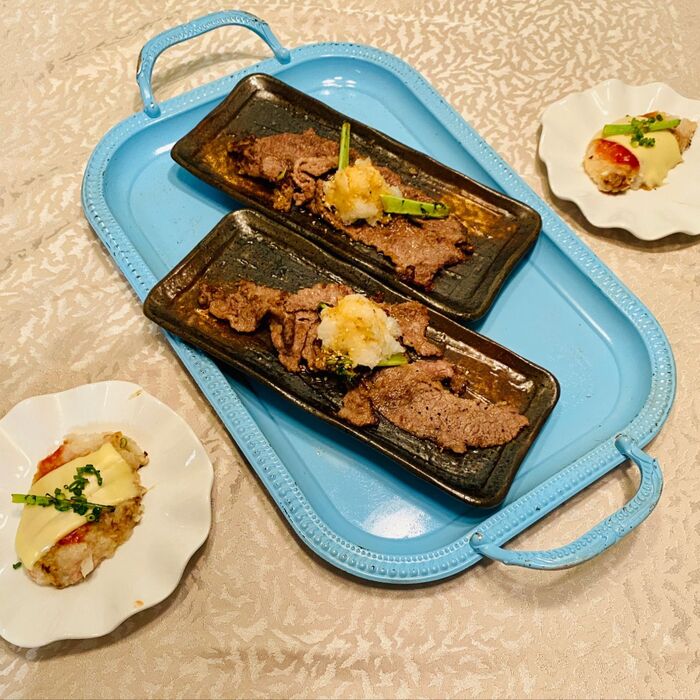 大根半本で2レシピ(牛肉の大根おろしサラダ風、ピザ風大根餅)