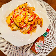 タバスコのピリッと感で余り物アレンジ(^O^)