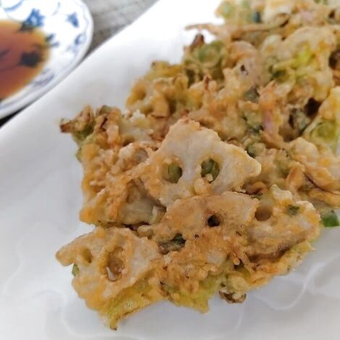 レンコンと青ネギの揚げ物